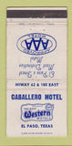 Matchbook Cover - Caballero Motel El Paso TX WORN 30 Strike