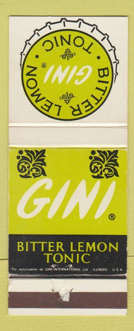 Matchbook Cover - Gini Bitter Lemon Tonic WEAR France