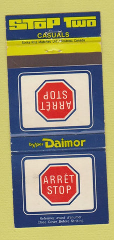 Matchbook Cover - Stop Two Casuals Clothes Daimor Montreal QC WORN 30 Strike