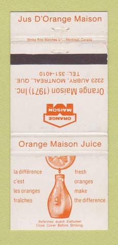 Matchbook Cover - Orange Maison Juice Montreal QC WEAR 30 Strike