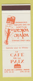 Matchbook Cover - Le Cafe De La Paix Paris France Volvic Volcan Drink SAMPLE #1