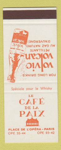 Matchbook Cover - Le Cafe De La Paix Paris France Volvic Volcan Drink SAMPLE #1