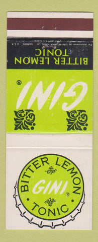 Matchbook Cover - Gini Bitter Lemon Tonic WEAR France