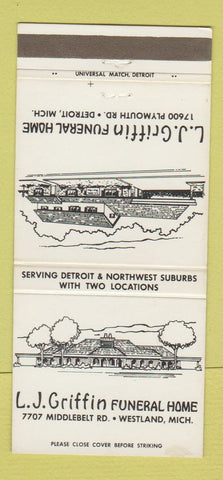 Matchbook Cover - LJ Griffin Funeral Home Westland MI 30 Strike