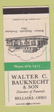 Matchbook Cover - Walter Bauknecht Son Funeral Home Bellaire OH 30 Strike