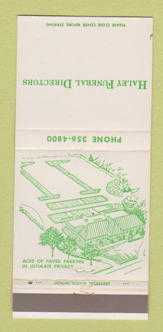 Matchbook Cover - Haley Funeral Home Detroit MI 30 Strike