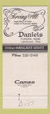 Matchbook Cover - Daniels Funeral Home Lakewood OH WEAR 30 Strike