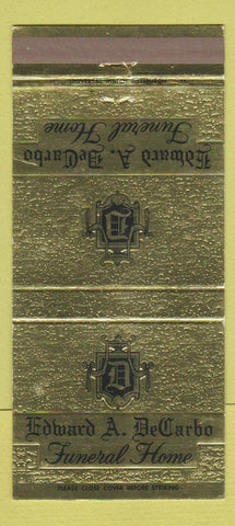 Matchbook Cover - Edward DeCarbo Funeral Home New Castle PA WORN BACK 30 Strike