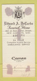 Matchbook Cover - Edward DeCarbo Funeral Home New Castle PA WORN BACK 30 Strike