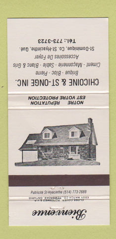 Matchbook Cover Chicoine & St Onge Building Materials St Hyacinthe QC 30 Strike
