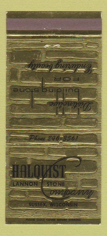Matchbook Cover - Halquist Lannon Stone Sussex WI 30 Strike