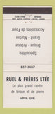 Matchbook Cover - Ruel & Breres Brick Stone Levis QC 30 Strike