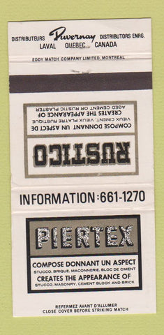 Matchbook Cover - Piertex Laval QC Rustico Composite  30 Strike