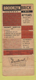 Matchbook Cover - Brooklyn Brick Company Brooklyn IN WORN 30 Strike