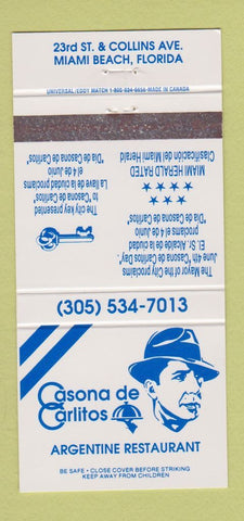 Matchbook Cover - Casona de Carlitos Argentine Restaurant Miami FL 30 Strike