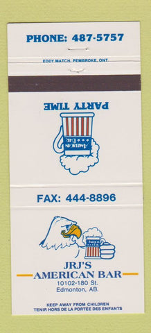 Matchbook Cover - JRJ's American Bar Edmonton AB 30 Strike