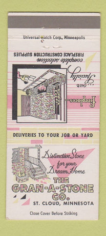 Matchbook Cover - Gran A Stone Building Supply St Cloud MN 30 Strike