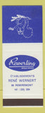 Matchbook Cover - Rewerling Lingerie Clothes Paris France SAMPLE WEAR