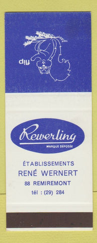 Matchbook Cover - Rewerling Lingerie Clothes Paris France SAMPLE WEAR