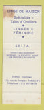 Matchbook Cover - Rewerling Lingerie Clothes Paris France SAMPLE WEAR