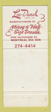 Matchbook Cover - Leo Danal Girl's Clothes Montreal QC 30 Strike