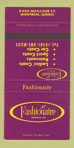 Matchbook Cover - Fashionaire Women's Clothes Montreal QC SAMPLE 30 Strike
