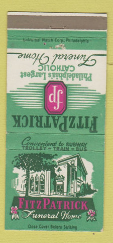 Matchbook Cover - FitzPatrick Funeral Home Philadelphia PA Catholic 30 Strike