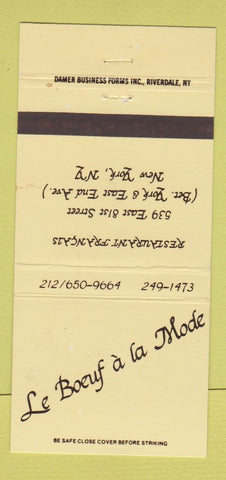 Matchbook Cover - Le Boeuf a la Mode New York City 30 Strike