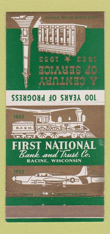 Matchbook Cover - First National Bak Trust Racine WI 1953 30 Strike