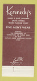 Matchbook Cover - Homstead Air Force Base FL Kennedy's Clothes 30 Strike