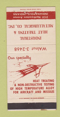 Matchbook Cover Industrial Heat Treating Indianapolis IN aircraft WEAR 30 Strike