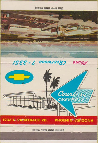 Matchbook Cover - Courtesy Chevrolet Phoenix AZ 40 Strike