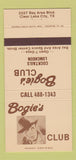 Matchbook Cover - Bogie's Club Clear Lake City TX 30 Strike