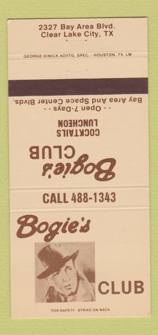 Matchbook Cover - Bogie's Club Clear Lake City TX 30 Strike