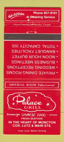 Matchbook Cover - Palace Grill Chinese Food Moncton NB WORN BACK 30 Strike