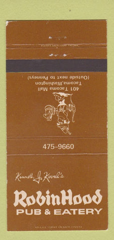 Matchbook Cover - Robin Hood Pub Eatery Tacoma WA ERST 30 Strike