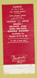 Matchbook Cover - Ted Lewis Restaurant Washington DC Crows Nest 30 Strike