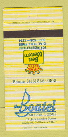 Matchbook Cover - Boatel Motor Lodge Oakland CA Best Western 30 Strike
