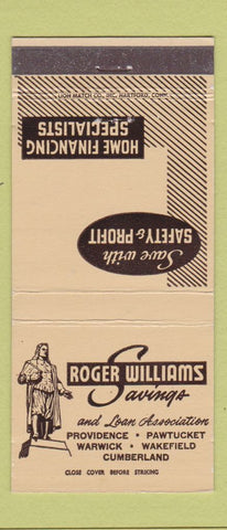 Matchbook Cover Roger Williams Savings Providence Pawtucket Warwick RI 30 Strike