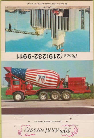 Matchbook Cover - Kuert Concrete South Bend Miashawaka IN Niles 40 Strike
