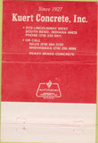 Matchbook Cover - Kuert Concrete South Bend Miashawaka IN Niles 40 Strike