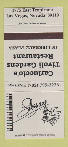 Matchbook Cover - Liberace Carluccio's Tivoli Gardens Las Vegas NV 30 Strike