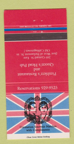 Matchbook Cover - Pimblett's Restaurant Coronation Souvenir Toronto ON 30 Strike