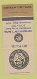 Matchbook Cover - Jefferson State Bank San Antonio TX Thomas 30 Strike