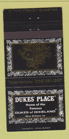 Matchbook Cover - Duke's Place Jazz New Orleans LA 30 Strike