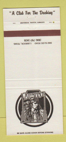 Matchbook Cover - Valentino's Club Lubbock TX 30 Strike