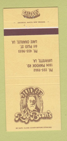 Matchbook Cover - Jude Roy Bean's Lake Charles Lafayette LA 30 Strike