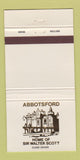 Matchbook Cover - Abbotsford Sir Walter Scott UK WHITE 30 Strike