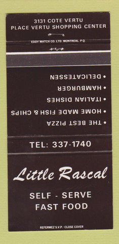 Matchbook Cover - Little Rascal Restaurant Montreal QC pizza 30 Strike