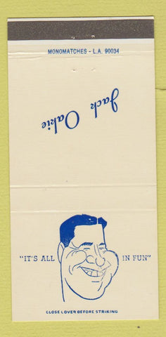 Matchbook Cover - Jack Oakie Actor Movie Star 30 Strike